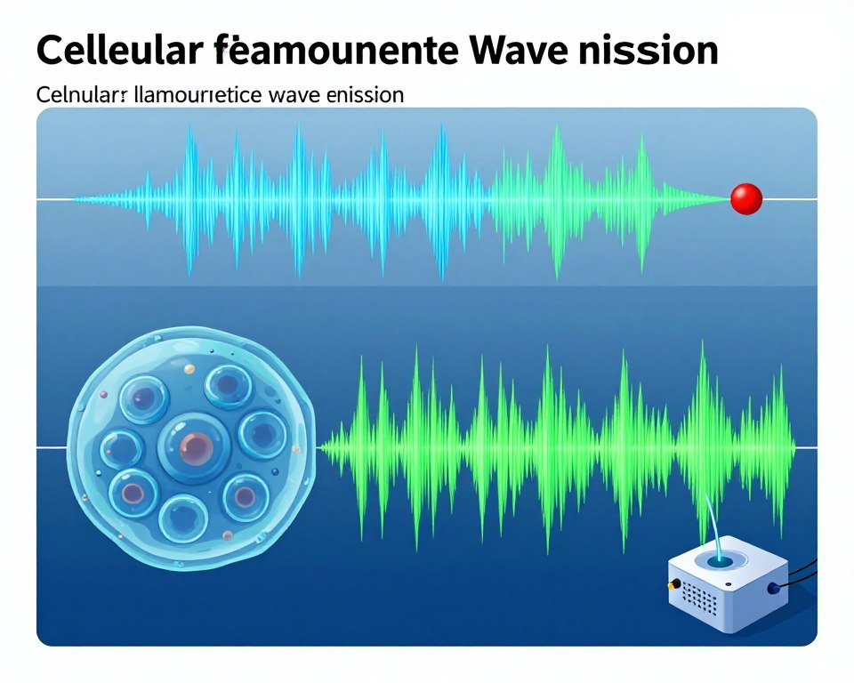 Diagrama científico del proceso de análisis celular del analizador cuántico