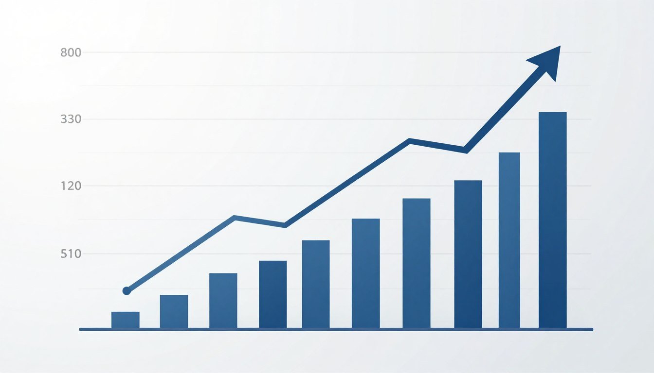 Gráfico crecimiento ingresos negocio analizador cuantico