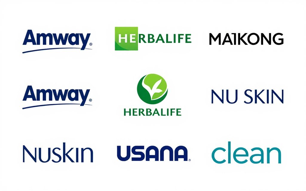 Logos de empresas socias de MAIKONG como Amway, Herbalife, Nu Skin