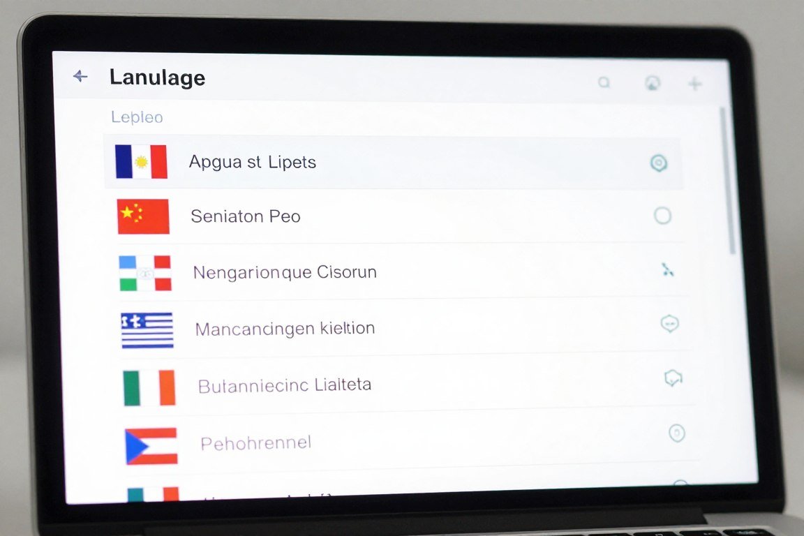 Pantalla del software del analizador cuantico mostrando multiples idiomas disponibles