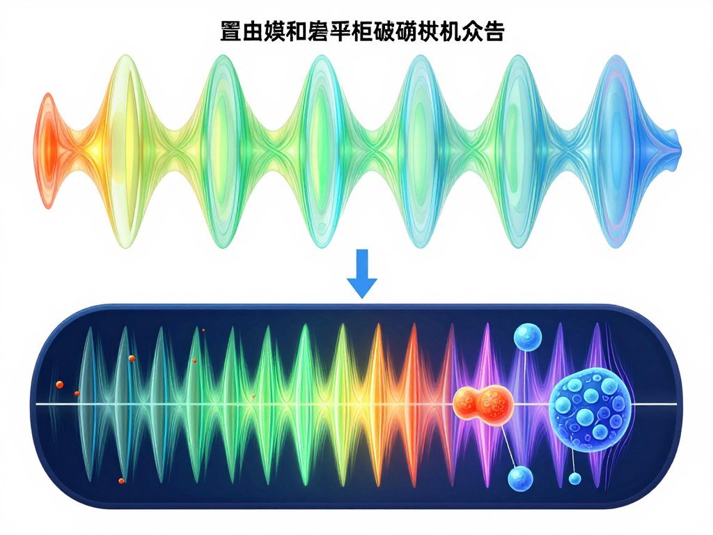 Principio científico del analizador de resonancia magnética mostrando ondas electromagnéticas celulares