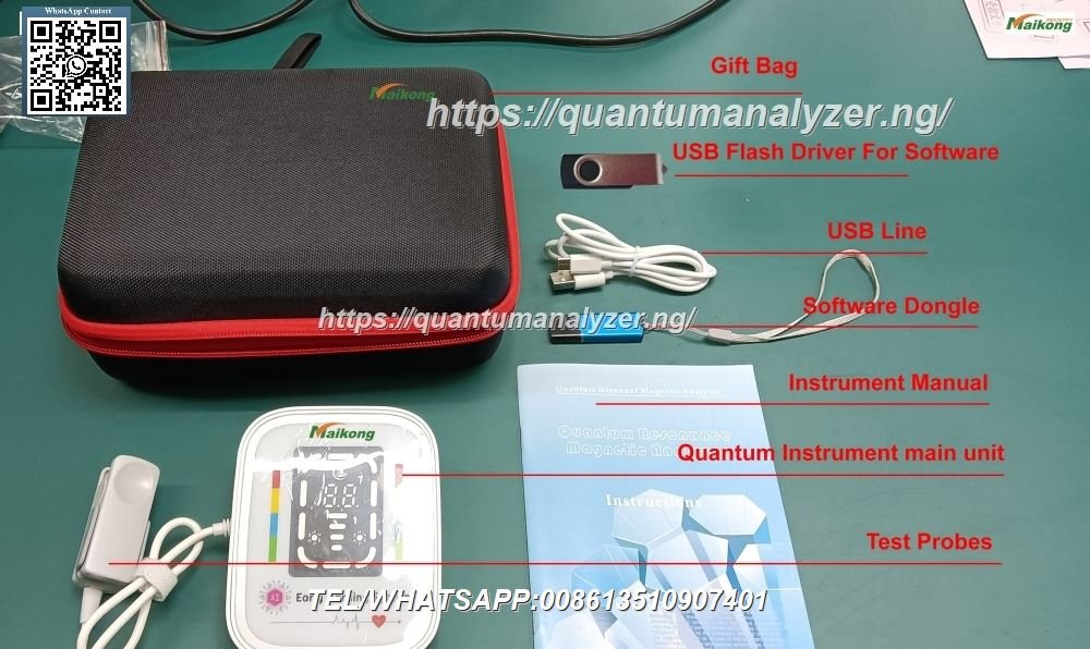 Analizador cuantico MAIKONG pantalla software reportes salud