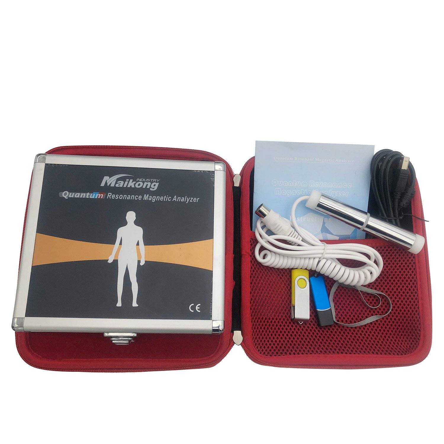 Profesional de salud utilizando analizador cuántico con paciente en clínica moderna peruana