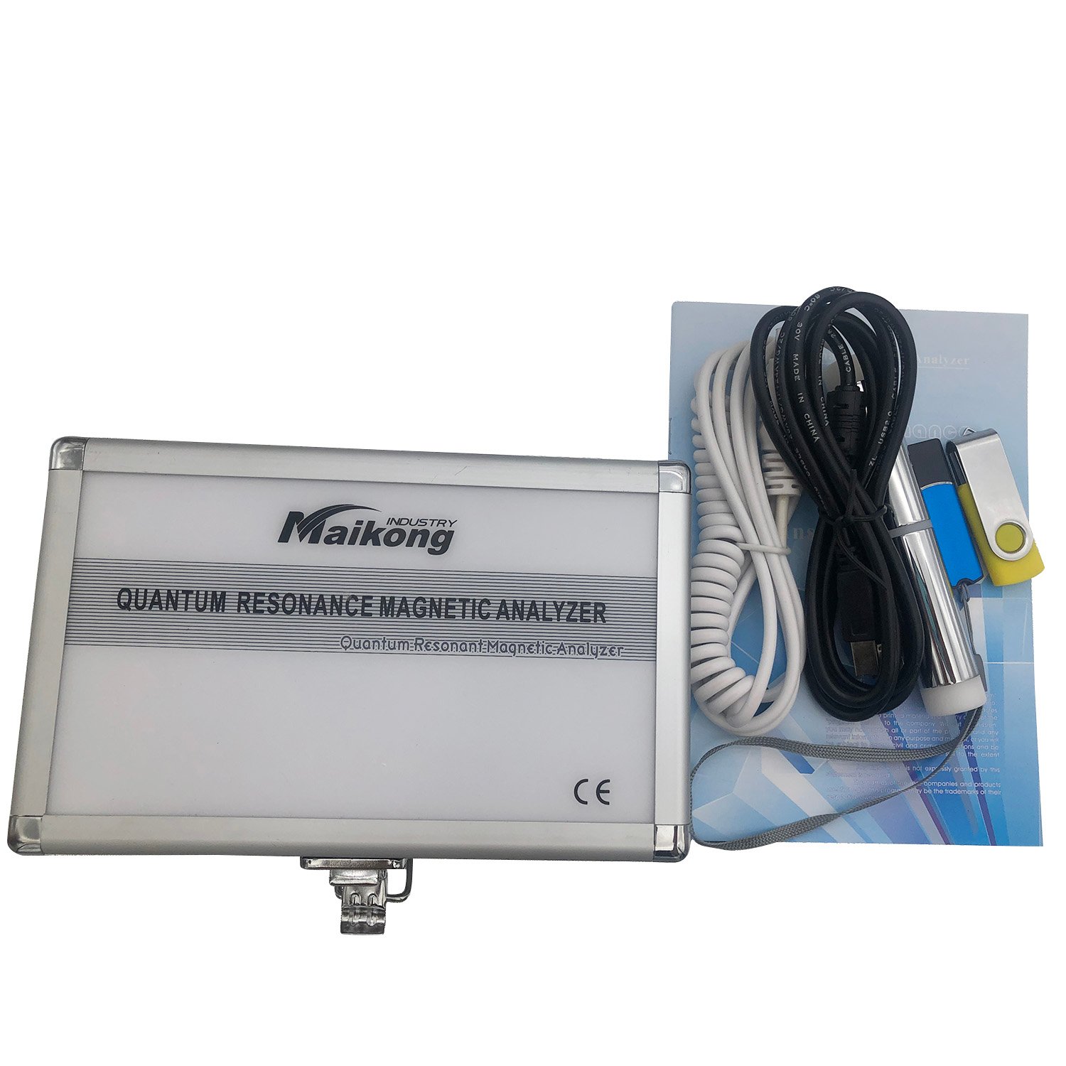 Tecnología qrma machine mostrando análisis de frecuencias electromagnéticas corporales