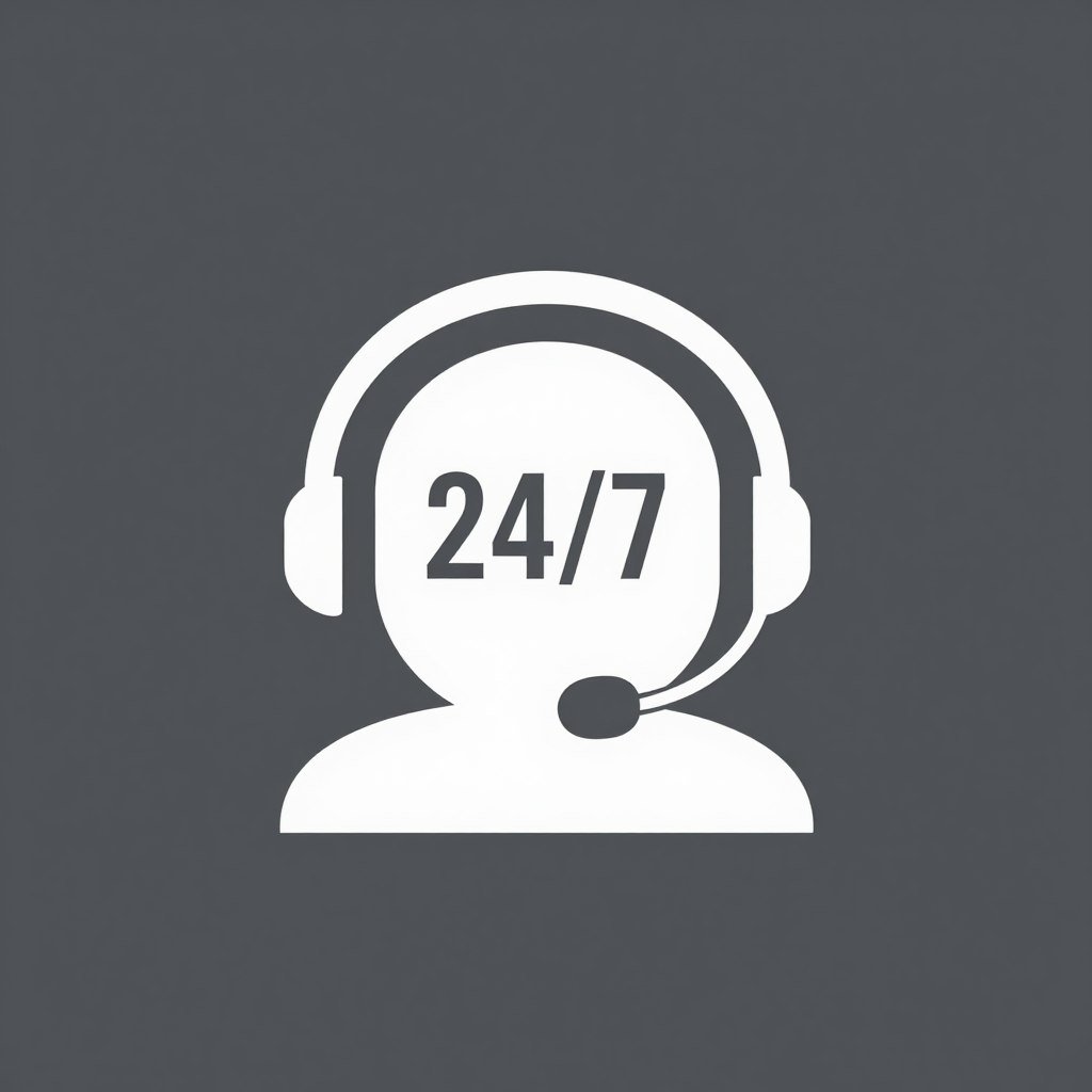 Ícono de soporte técnico 24/7 en español